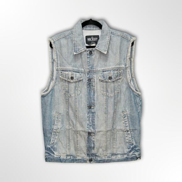 10.Deep Men's Premium Trucker Blue Denim Vest - XL - Picture 8 of 8
